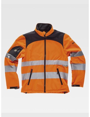 SOFTSHELL TESSUTO RIPSTOP ALTA VISIBILITA CLASSE 2 BANDE RIFRANGENTI