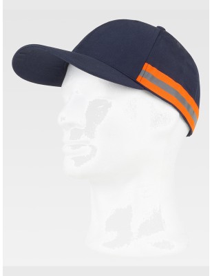 CAPPELLO VISIERA CURVA 6 PANNELLI BANDA RIFRANGENTE-RIFLETTENTE