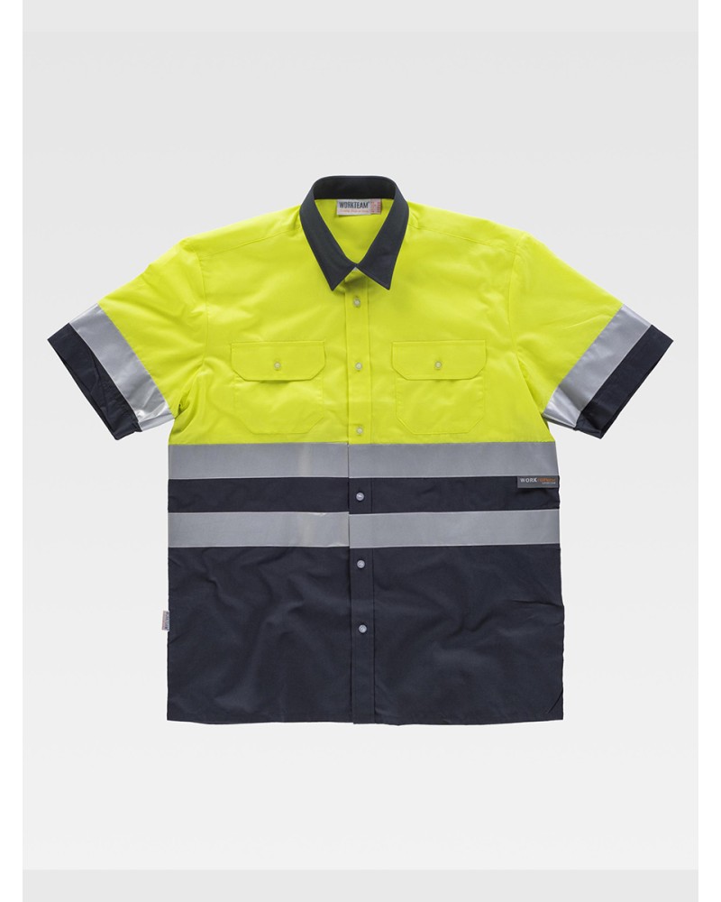 CAMICIA MANICA CORTA ALTA VISIBILITA E BANDE RIFRANGENTI