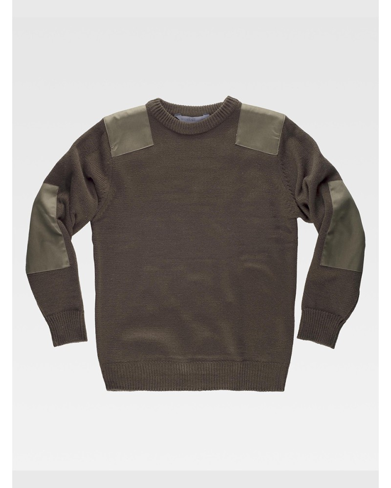 PULLOVER UNISEX GIROCOLLO RINFORZI IN TWIL