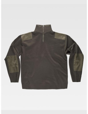 PULLOVER UNISEX MEZZA ZIP RINFORZI IN TWILL