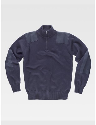 PULLOVER UNISEX MEZZA ZIP RINFORZI IN TWILL